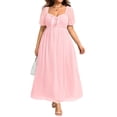 thumbnail image 1 of Vestido Pinup Fashion con lunares suizos maxi rosa claro, talla grande, 1 of 6
