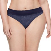 Warner's No Pinching No Problems® Dig-Free Comfort Waistband Lace Thong RX5101J Color: Evening Blue Garden Size: MEDIUM