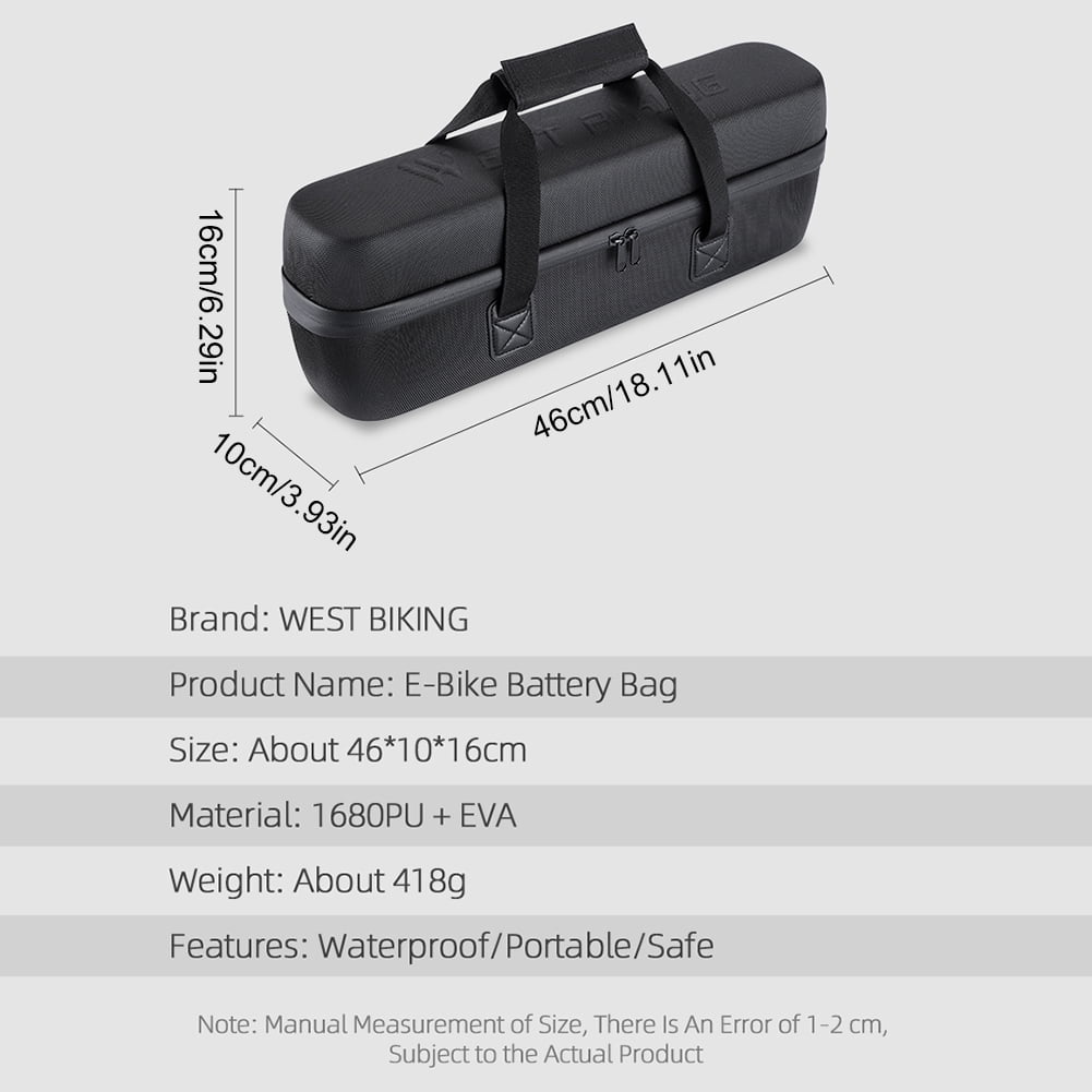WEST BIKING Battery Bag - Hard Shell Rack Bag, Electric Bicycle Rear Rack Waterproof Bag, Multifunction Large Pannier for Bicycle, Electric Bike Rear Seat Bag Bike Trunk Bag