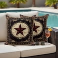 thumbnail image 2 of 2 Pack Outdoor Waterproof Throw Pillow Covers,Rustic Texas Western Stars on Wooden Decorative Square Patio Pillowcases for Chair Couch Sofa 16x16in, 2 of 9