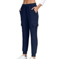 thumbnail image 5 of CFLVAEK Cargo Pants Women High Waist Casual Running Pant Comfy Cinch Bottom Jogger Pants with Pockets Solid Color Hiking Workout Trousers Navy M, 5 of 9
