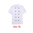 thumbnail image 3 of Chef Coat Short Sleeve with Buttons Pockets Cook Jacket Chic Cooking Work Wear Uniform Costume for Restaurant Hotel Cafe Kitchen White XL, 3 of 7