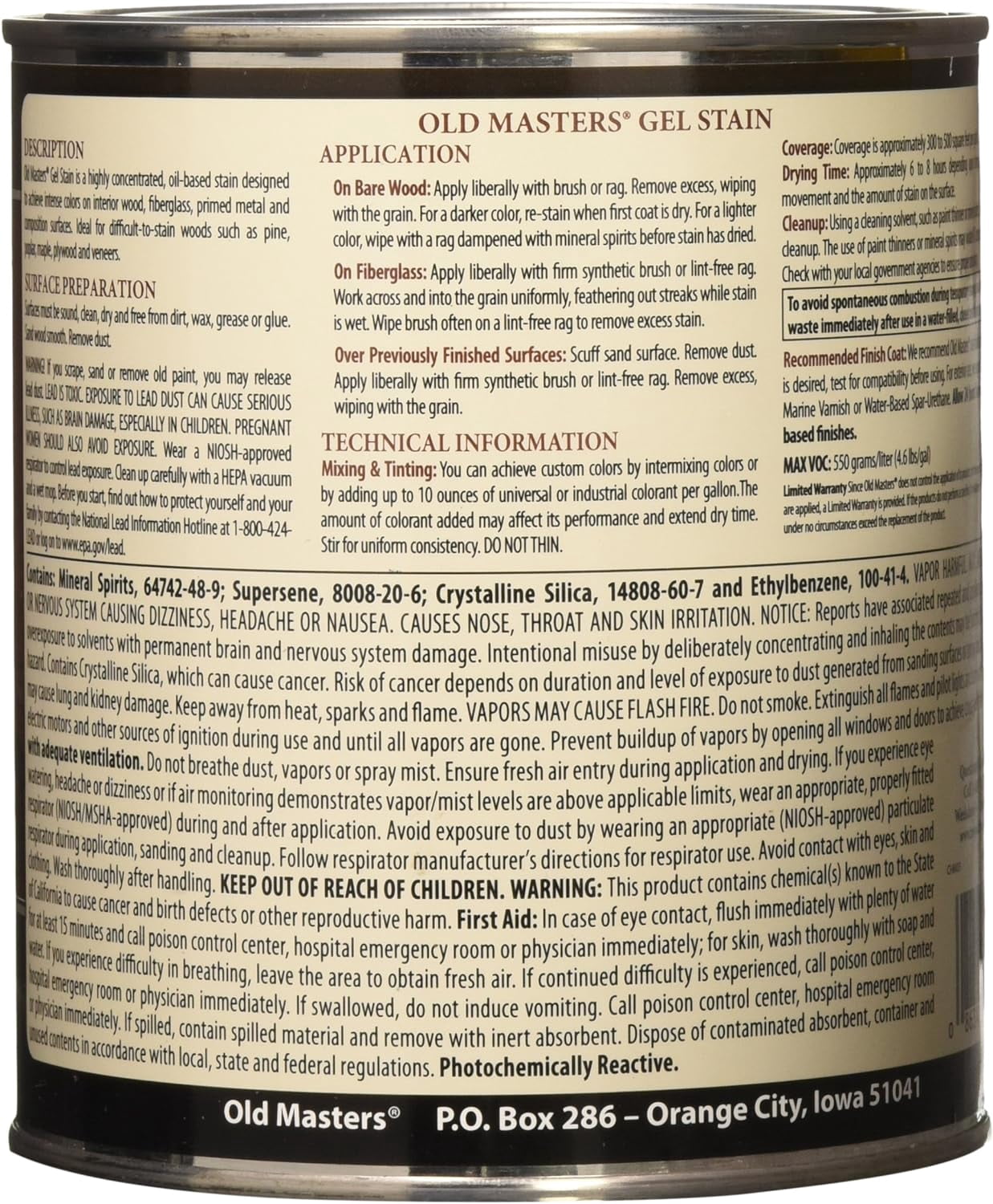 qt Old Masters 81304 Cedar Gel Stain Oil-Based Stain