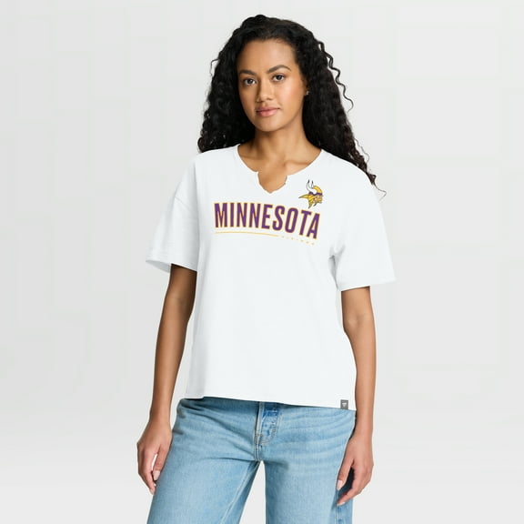 Women's Fanatics White Minnesota Vikings Redzone Slub Boxy T-Shirt