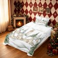 thumbnail image 3 of Erosebridal Winter Village Twin Sheets, Snow Scene Bedding, White Green, Christmas Reversible, 3-Piece, 1 Flat Sheet, 1 Fitted Sheet and 1 Pillowcase, 3 of 6