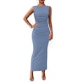 thumbnail image 1 of Vestido midi PRETTYGARDEN 2025 de verano sin mangas con pliegues para mujer, 1 of 9