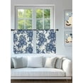 thumbnail image 4 of Sheer Curtains 45 inches Long, Abstract Paisley Pattern Retro Blue Ethnic Flowers Light Filtering Sheer Window Curtains Rod Pocket Voile Drapes for Bedroom Living Room, 52"W x 45"L 2 Panels, 4 of 7
