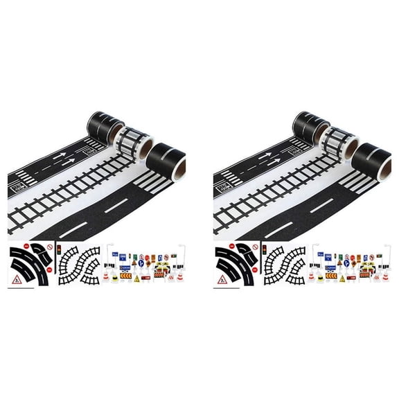 2 set Play Road Tape for Toy Cars and Trains 3 4.8cmx5M Straight Curve Track Signs -