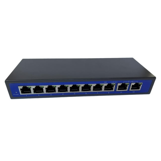 Cateissary 9 puertos 10/100Mbps 8 puertos POE y 2 Uplink Power Over Ethernet Switch Adapter Teléfono y Comunicación