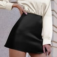 thumbnail image 3 of Women's Mini A Line Skirt High Waist Satin Ribbon Lined with Zipper Elegant Stylish Comfortable Flowy Feminine, 3 of 8