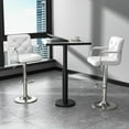 thumbnail image 2 of VECELO Bar Stools with Back and Armrest Set of 2, PU Leather Adjustable Height Swivel Counter Height Barstools, White, 2 of 9