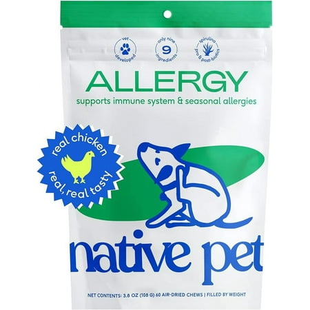 Native Pet Dog Allergy Chews – Natural Dog Skin Allergies Treatment – Anti Itch for Dogs Allergy Relief – Dog Probiotics for Itchy Skin - 60 Chews