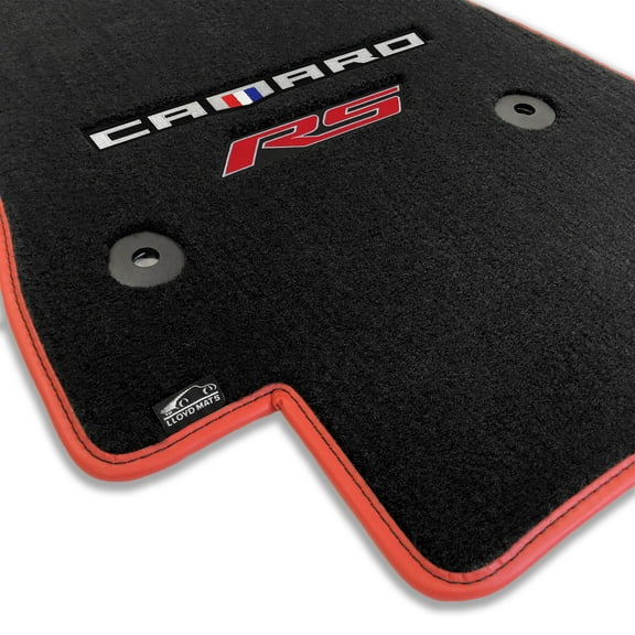Lloyd Mats LogoMat Custom-Fit 4PC Carpet Floor Mats for 2016-2024 Chevrolet Camaro, Charcoal