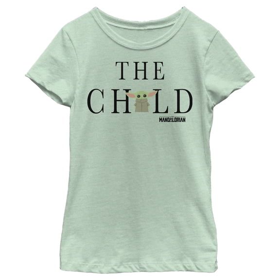 Girl's Star Wars: The Mandalorian The Child Text Logo Graphic Tee Mint X Small