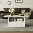 thumbnail image 3 of MODERNLUXE Table Basse de 39,5 Pouces avec 1 Tiroir et Compartiment de Rangement, Table Centrale en Forme de Nuage pour Salon, Blanc, 3 of 7