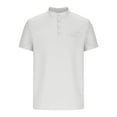 thumbnail image 6 of Arnsht Mens Short Sleeve Linen Henley Shirts Casual Button Down Shirt Solid Color Summer Beach Wear with Pocket White S, 6 of 6