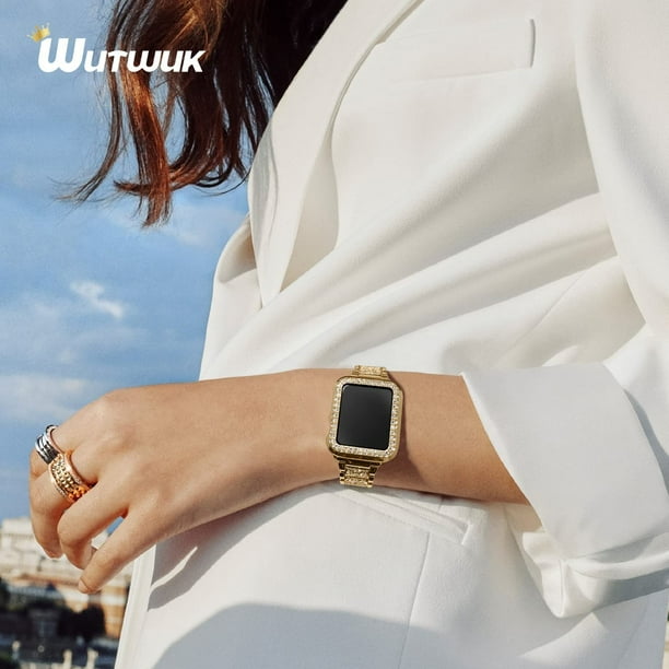 Wutwuk Compatible with Apple Watch Band 42mm with Case Women Bling Rhine Metal iWatch Bands 42mm Strap Bracelet Walmart
