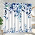 thumbnail image 5 of Deep Blue Eucalyptus Leaves Shower Curtain, Aesthetic Art Watercolor Plant Floral Leaf Bathroom Decor, Waterproof Fabric Shower Curtain Set with Hooks 72x72 Inches, 5 of 5