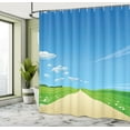 thumbnail image 5 of Ambesonne Nature Shower Curtain, Sunny Sky Clouds Daisy, 69"Wx84"L, Sky Blue Green Cream, 5 of 5