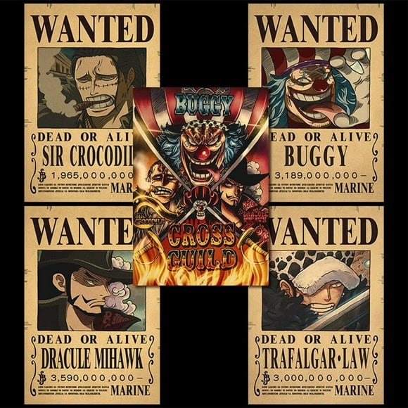 Royalbelle Kraft Paper Posters One Piece Luffy 1.5 Billion Bounty Wanted Posters Vintage Anime Wall Stickers