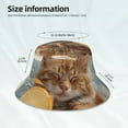 thumbnail image 3 of Lukts Relaxing Cat With Orange Juice Print Double-Side-Wear Reversible Reflective Bucket Hat Travel Beach Hat, 3 of 6