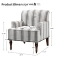 thumbnail image 2 of PIA RICCO Stripe Accent Chair Upholstered Armchair with Wood Legs Comfy Single Sofa for Living Room, Gray, 2 of 5