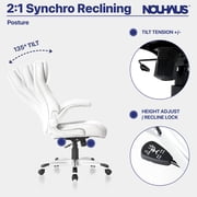 NOUHAUS Posture Ergonomic PU Leather Office Chair, Lumbar Support Executive Desk Chair with FlipAdjust Armrests