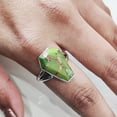 thumbnail image 6 of Green Copper Turquoise Ring, Natural Turquoise Ring, December Birthstone, Womens Ring, Coffin Ring, 925 Sterling Silver, Christmas, Handmade, Statement Jewelry, Coffin Shape Gemstone Ring, 6 of 6