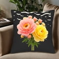 thumbnail image 5 of Set of 2 18x18in Throw Pillow Covers with Elegant Pink and Yellow Floral Design on Dark Background - Perfect for Couch Bed or Car, 5 of 8