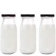 thumbnail image 1 of 3pcs 250ml Glass Milk Bottle with Pretty Black Lids Small Glass Jars for Decoration, 1 of 5