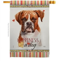 Breeze Decor H110160-BO 28 x 40 in. Dog Boxer Happiness Double-Sided Decorative Vertical House Flag