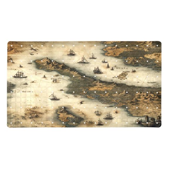 Non-Slip Bathtub Mats Vintage Map Prints Soft Bath Tub Bathroom Shower Mat for Baby and Adults, Machine Washable