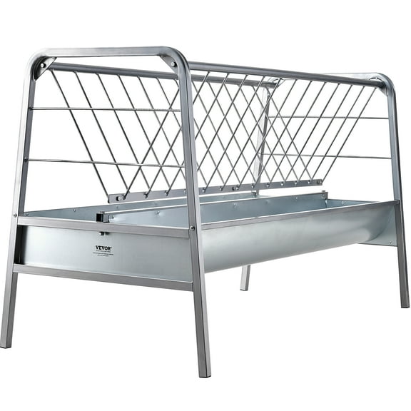 VEVOR Livestock Hay Feeder, 2 in 1 Grain & Hay Feeder, 80-Gallon Capacity Pasture Feeder, 59" Long Goat Hay Feeder with Deeper Feeding Pan, Heavy Duty Steel Grain & Hay Holder for Sheep Farms Sheds