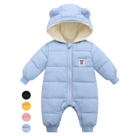 

SYNPOS Baby Boy Girl Winter Hooded Lightweight Snowsuit Romper Puffer Winter Coat