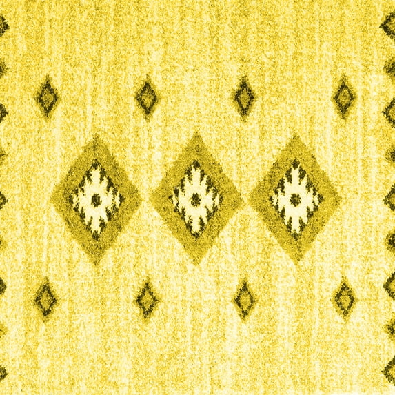 Ahgly Company Indoor Square Abstract Yellow Contemporary Area Rugs, 5' Square