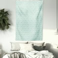 thumbnail image 3 of Teal and White Tapestry, Old Fashioned Abstract Mosaic Design Elements with Floral Details, Wall Hanging for Bedroom Living Room Dorm Decor, 60W X 80L Inches, Mint Green White, by Ambesonne, 3 of 5