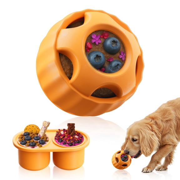 Interactive Freezable Dog Frozen Treat Toy, Fillable Rubber Chew Toys with Silicone Treat Tray to Keep Dogs Busy, Boredom Buster for Puppy & Adult Dogs