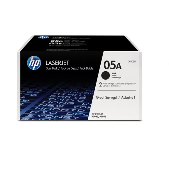 HP 05A 2-pack Black Original LaserJet Toner Cartridges, Per cartridge: ~2,300