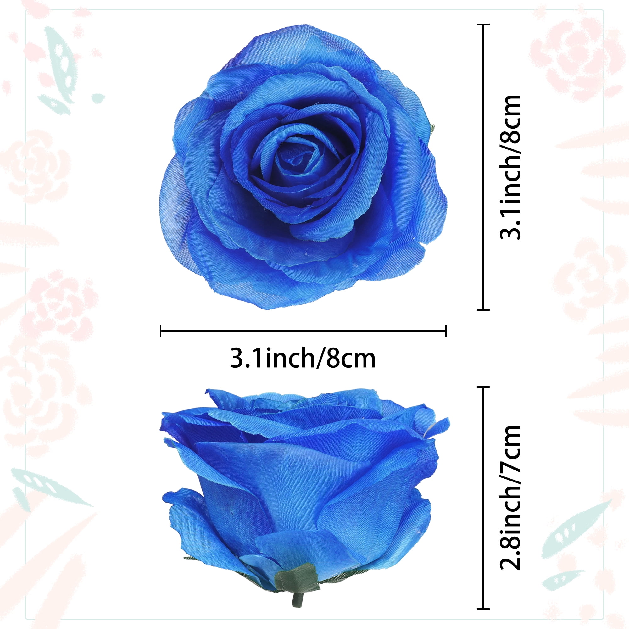 Unique Bargains 25 Pcs Roses Artificial Flowers Silk Fake Roses Blue