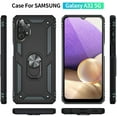thumbnail image 3 of for Galaxy A32 5G Case,Samsung A32 5G Case, with HD Screen Protector,[Military Grade] Ring Car Mount Kickstand Hybrid Hard PC Soft TPU Shockproof Protective Case for A32 5G (Black), 3 of 13