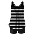 thumbnail image 4 of Xugsiok Tankini Swimsuit for Women Two Piece Bathing Suits Full Coverage High Waisted Swim Suit Striped Swim Top with Sporty Boy Shorts for Athletic Training Beachwear Swimwear Swimming Suits, 4 of 6