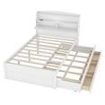 thumbnail image 2 of Mikeor Furniture Full Size Wooden LED Platform Bed with Trundle, with Storage Headboard, with Drawers, White C4B09K, 2 of 9