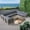 Gray, variant on Frankie Outdoor 12 Piece Acacia Wood U-Shaped Sectional Sofa Set with Coffee Tables and Cushions, Teak, Blue