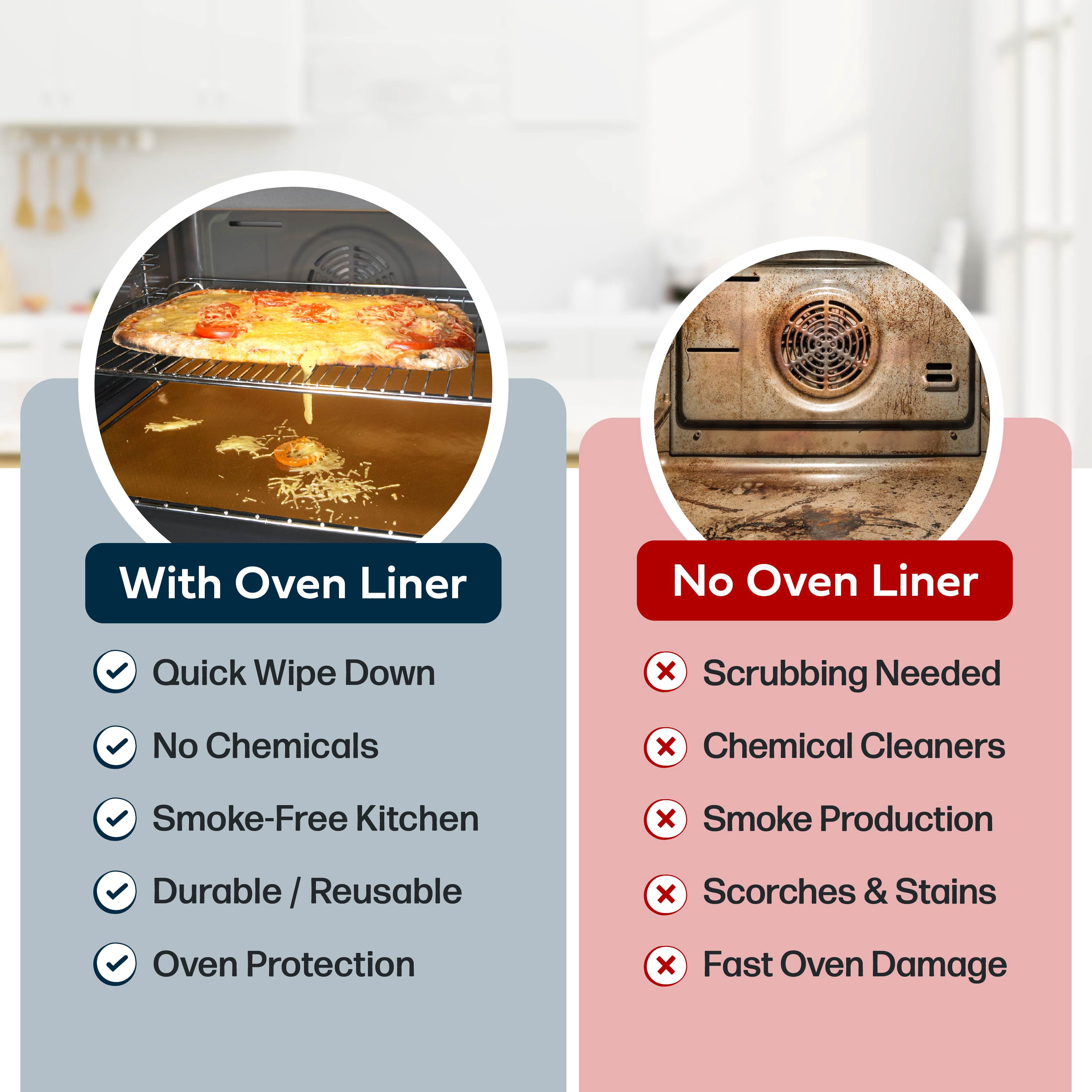 Cooks Innovations Non-Stick Oven Liner - Heavy Duty Heat Resistant, BPA Free Mat to Protect Oven Racks – Copper 1-Pack