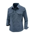 thumbnail image 1 of Blusa y camisa de manga larga con cuello vuelto para hombre, estilo casual, color liso, con bolsillos y botones, estilo cargo., 1 of 8
