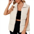 thumbnail image 3 of Chaleco Acolchado para Mujer, Abrigos de Abrigo, Chaquetas y Abrigos con Bolsillos. Albaricoque M, 3 of 8