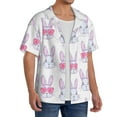 thumbnail image 4 of Xecao offers the Heart Rabbit for Men's Casual Short-sleeved Shirt, a button-up collared shirt with a pocket, perfect for beach vacations and yacht travel in the Small size., 4 of 7