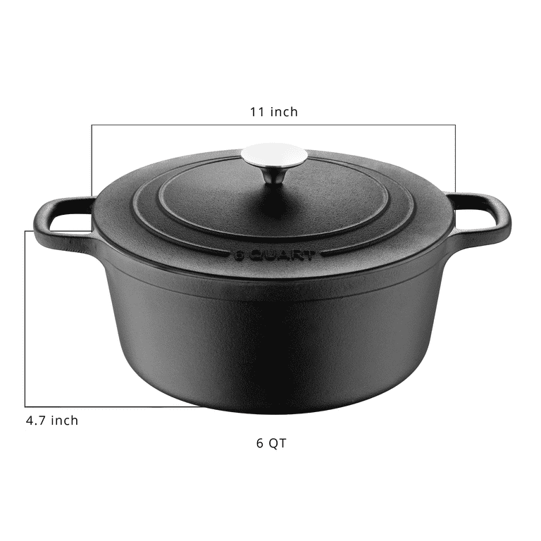 ROYDX Dutch Oven Pot with Lid, Enameled Cast Iron Coated Dutch Oven 6QT  Deep Round Oven, Non-Stick Pan with Dual Handle for Braising Broiling Bread