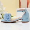 thumbnail image 2 of Gyujnb Girls Flower Applique Block Heel Sandals Soft Sole Casual Footwear, Adjustable Buckle Strap Open Toe Dress Shoes (Big Girls),12.5-13 Years, 2 of 4