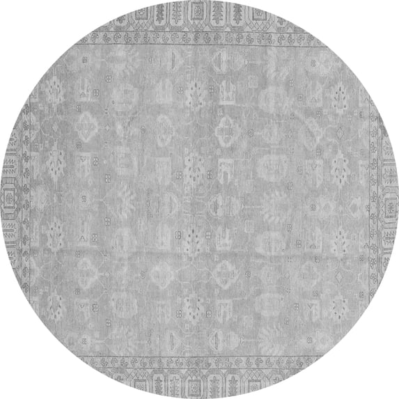 Ahgly Company Indoor Round Abstract Gray Modern Area Rugs, 3' Round